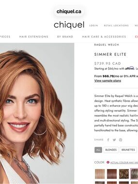 Raquel Welch Simmer Elite Women's Synthetic Wig - Shaded Cappuccino